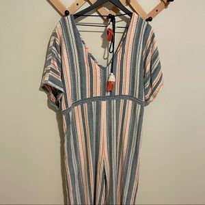 Anthropologie Woven Patterned Wide Leg Jumpsuit, Size M